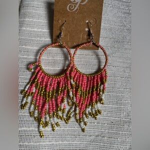 Plunder Pink and Gold Bohemian Earrings